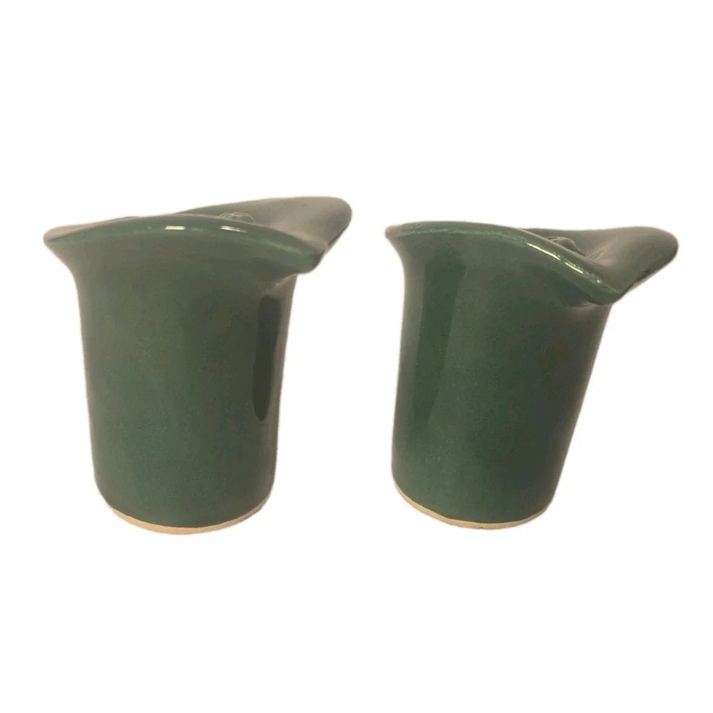 Green Glossy Ceramic Salt & Pepper Shakers Set of 2, Solid, Decorative